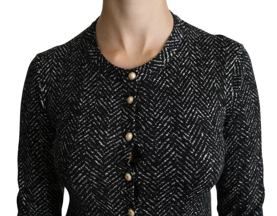 Dolce & Gabbana Black Virgin Wool Pre-Owned Cardigan Sweater