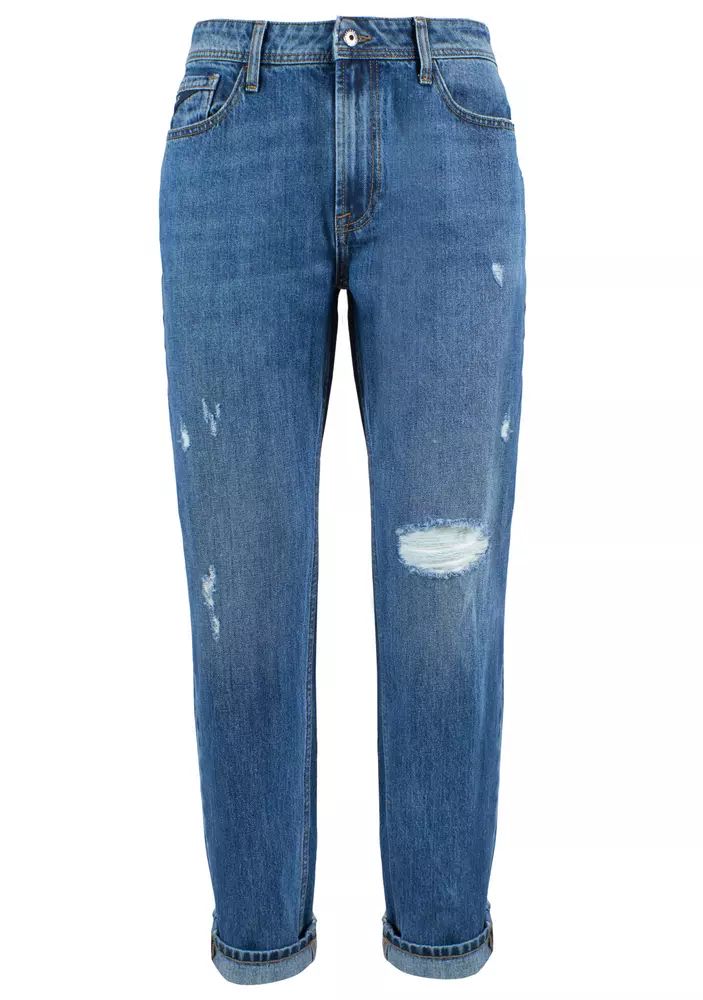 Yes Zee Timeless Blue Distressed Cotton Denim