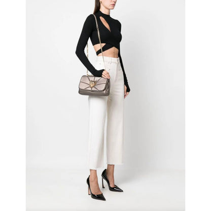 Plein Sport Chic Beige Crossbody Bag with Gold Chain Accent