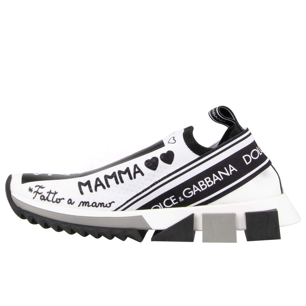 Dolce & Gabbana Elegant Monochrome Printed Stretch Sneakers