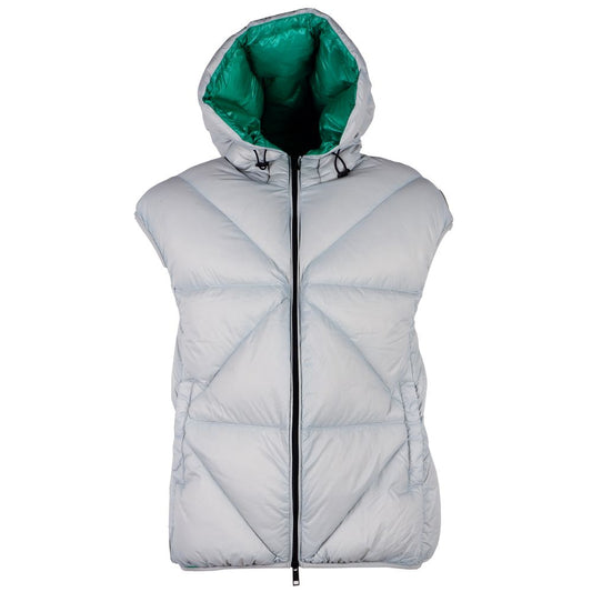 Centogrammi Elegant Gray Puffer Vest with Green Lining