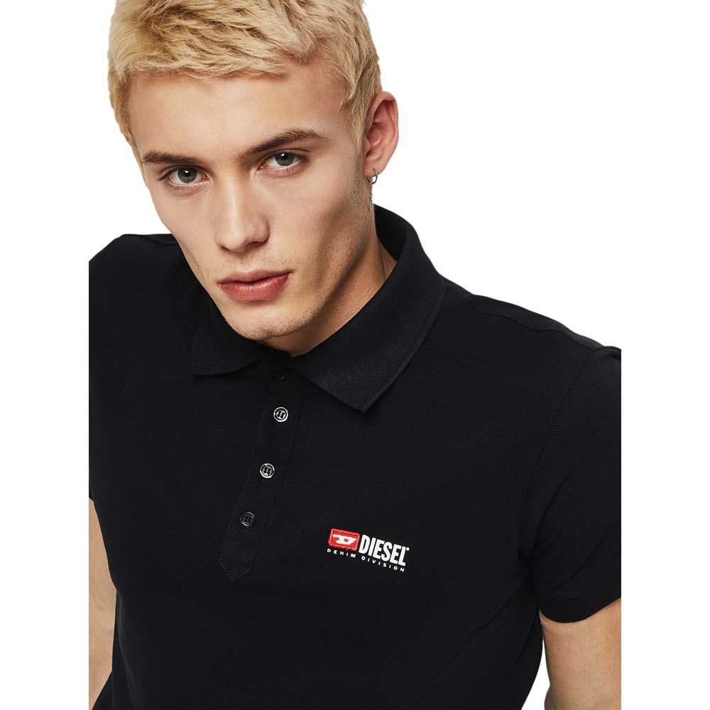 Diesel Sleek Black Cotton Polo with Contrast Logo