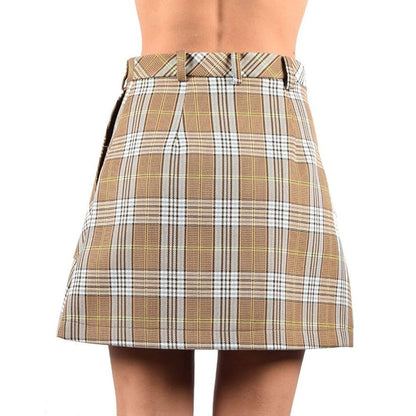 Patrizia Pepe Chic Tartan Cotton Blend Mini Skirt