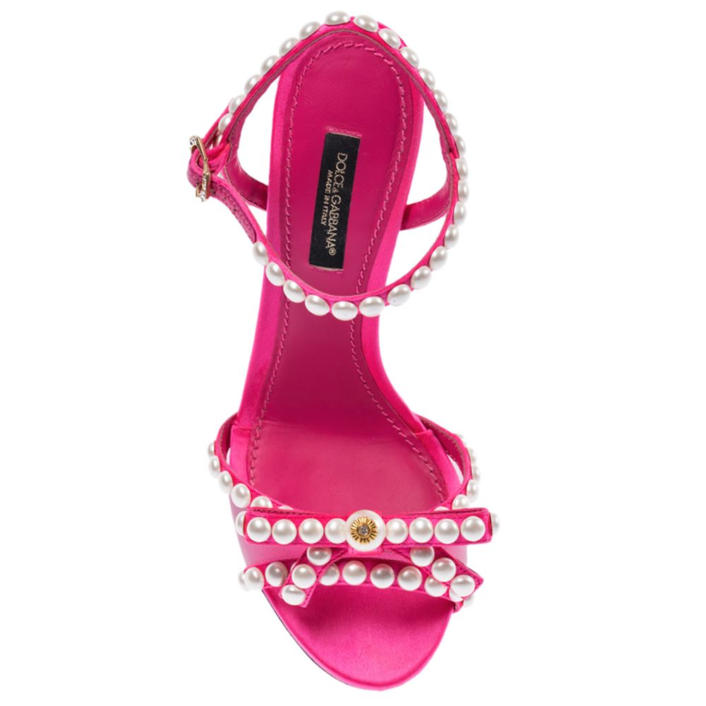 Dolce & Gabbana Elegant Fuchsia Sandals with Pearl Details