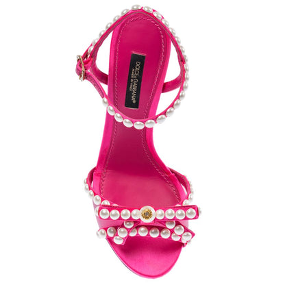 Dolce & Gabbana Elegant Fuchsia Sandals with Pearl Details