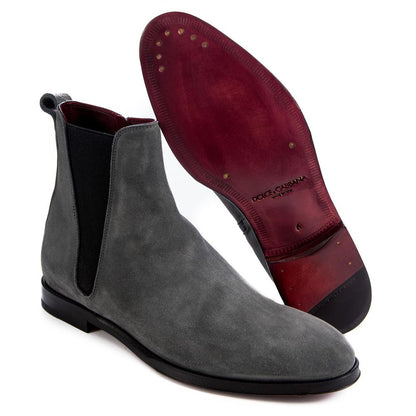 Dolce & Gabbana Gray Leather Di Calfskin Boot