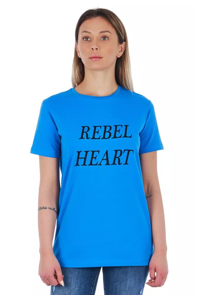 Frankie Morello Chic Light Blue Graphic Tee