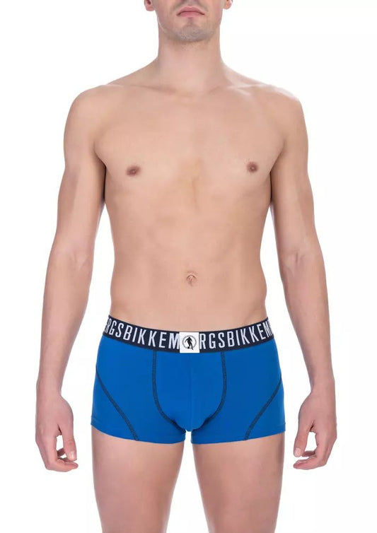 Chic Bikkembergs Blue Cotton Trunk Bi-pack