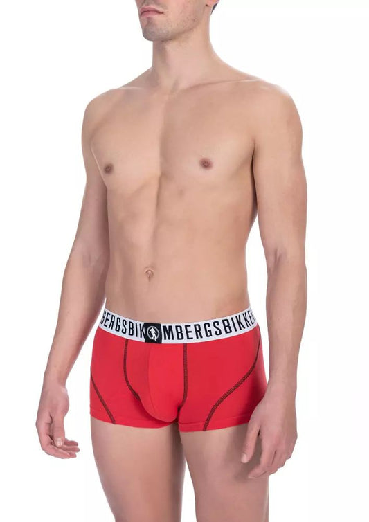 Bikkembergs Chic Red Cotton-Elastane Men's Trunks Duo