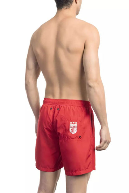 Bikkembergs Vibrant Red Side Print Swim Shorts