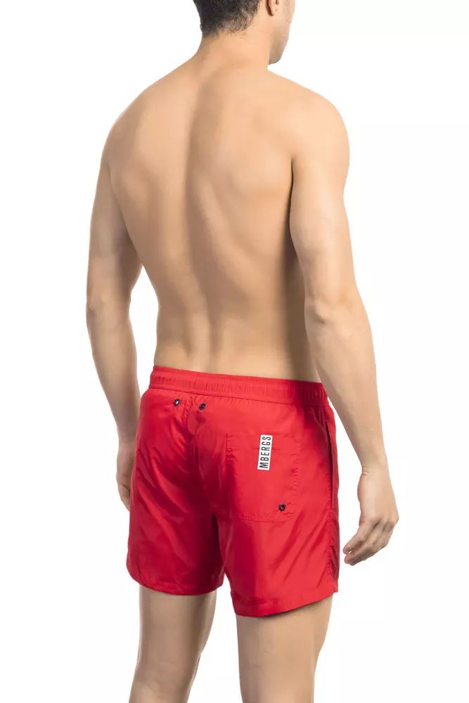 Bikkembergs Sleek Red Tape-Trim Swim Shorts