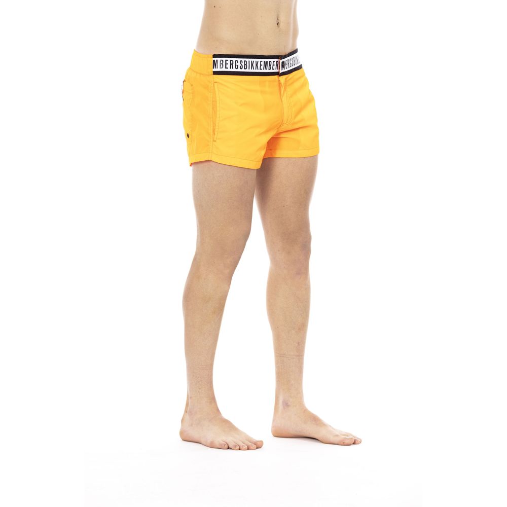 Bikkembergs Elegant Orange Swim Shorts with Branded Band