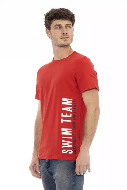 Bikkembergs Vibrant Red Front Print Tee