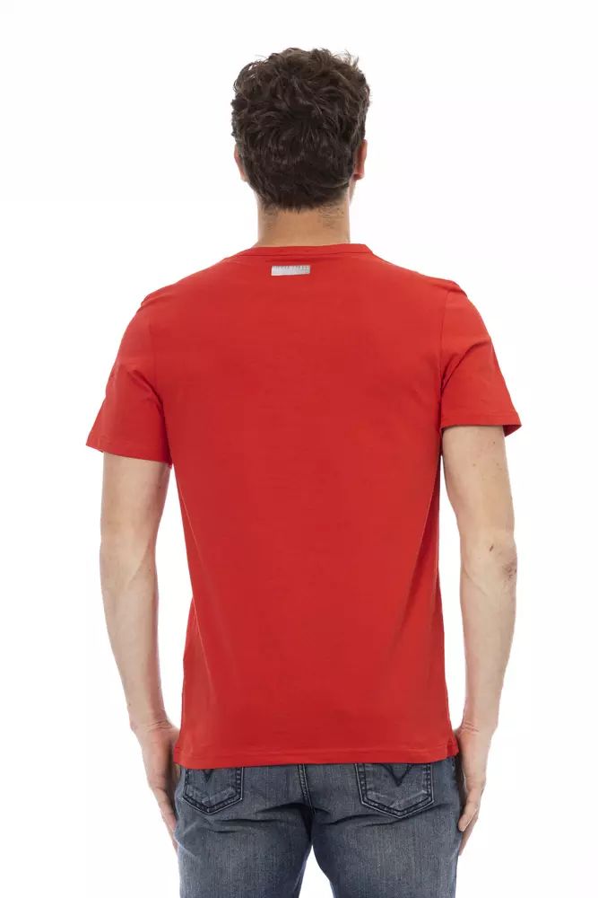 Bikkembergs Vibrant Red Front Print Tee