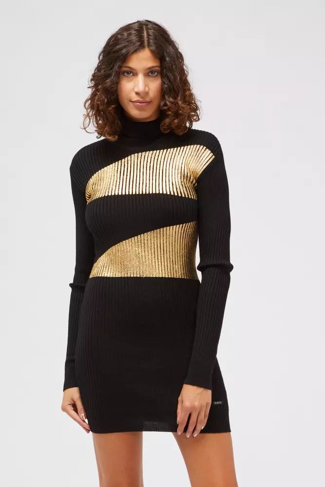 Custo Barcelona Elegant Knitted Polo Neck Dress