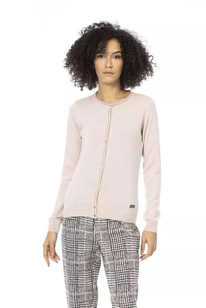 Baldinini Trend Chic Pink Woollen Blend Long Sleeve Shirt