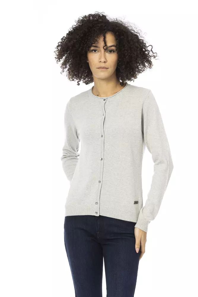 Baldinini Trend Chic Gray Wool-Blend Monogrammed Sweater