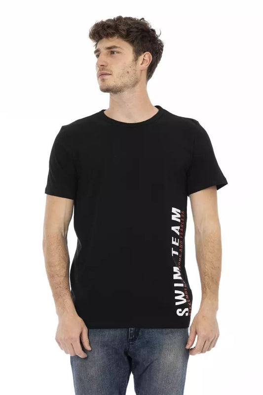 Bikkembergs Sleek Black Cotton Tee with Bold Front Print