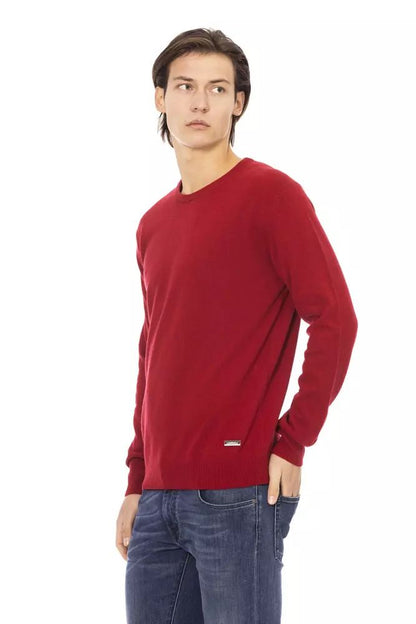 Baldinini Trend Elevated Elegance Crewneck Sweater in Red