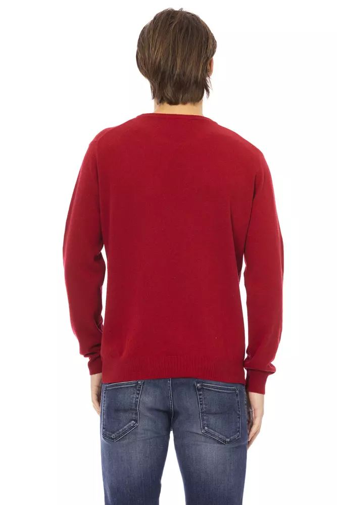 Baldinini Trend Elevated Elegance Crewneck Sweater in Red