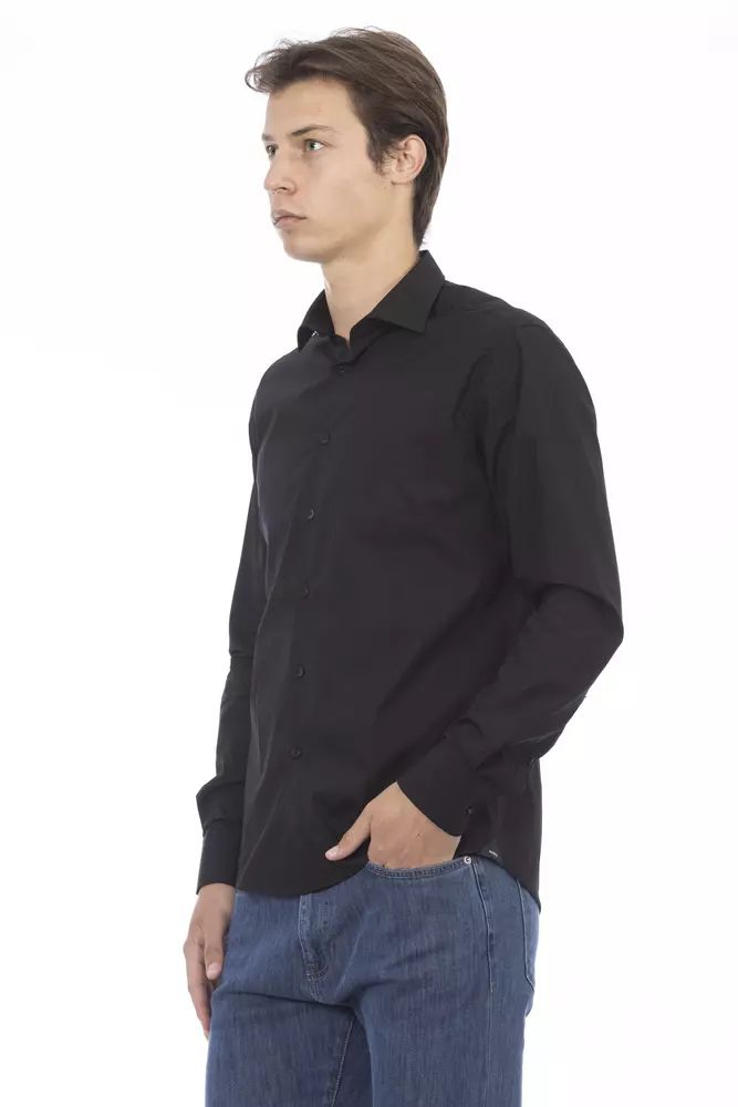 Baldinini Trend Elegant Black Slim Fit Cotton Shirt