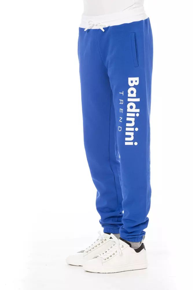 Baldinini Trend Chic Blue Cotton Sport Pants with Lace Closure