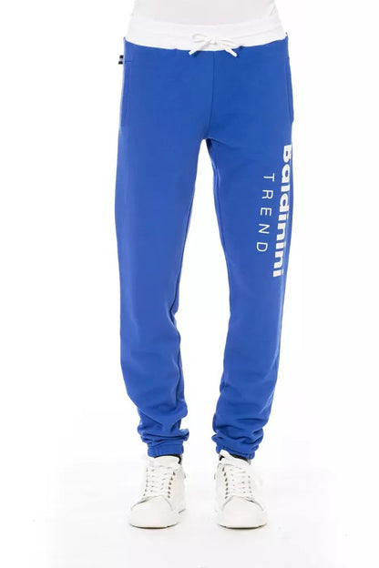 Baldinini Trend Chic Blue Cotton Sport Pants with Lace Closure