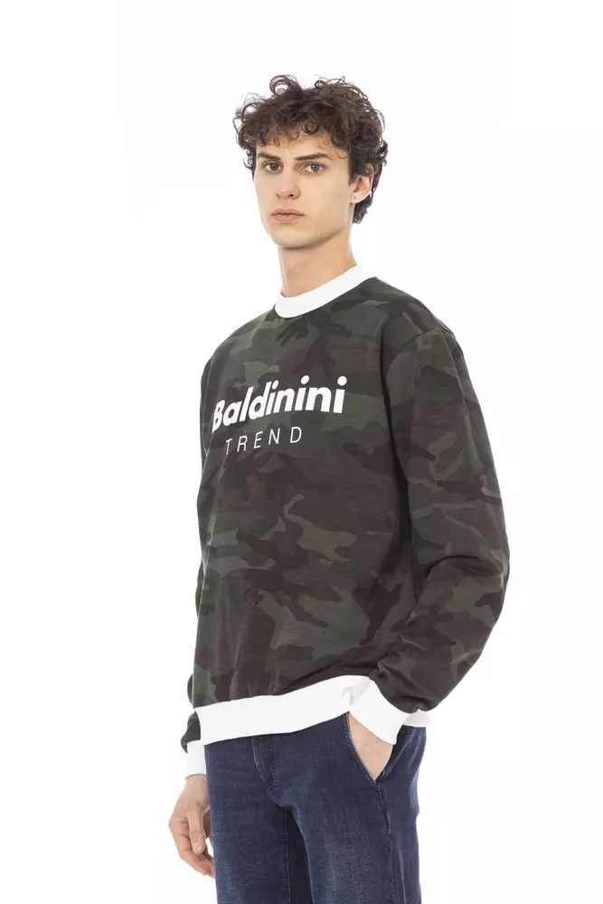 Baldinini Trend Army Cotton Fleece Hoodie with Front Logo