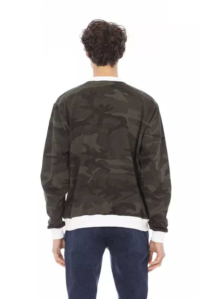 Baldinini Trend Army Cotton Fleece Hoodie with Front Logo