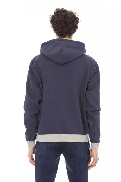 Baldinini Trend Chic Blue Cotton Fleece Hoodie with Front Logo