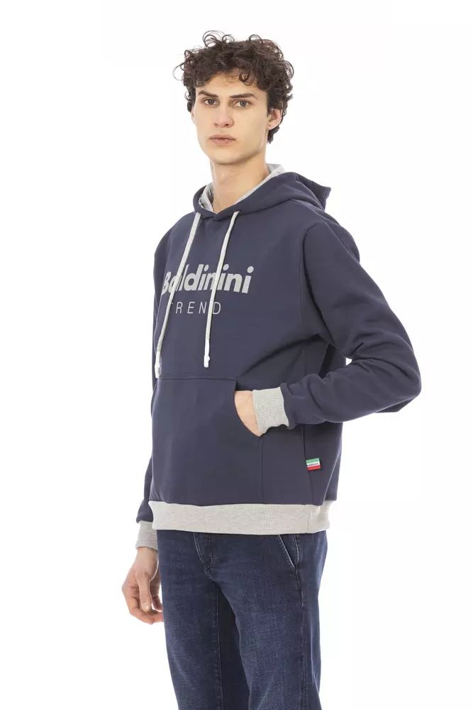 Baldinini Trend Chic Blue Cotton Fleece Hoodie with Front Logo