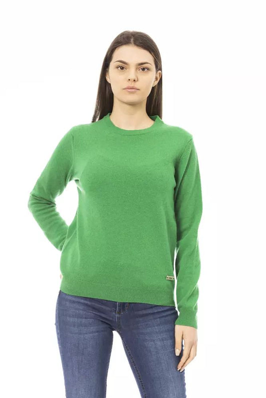 Baldinini Trend Elegant Green Wool-Cashmere Crewneck Sweater