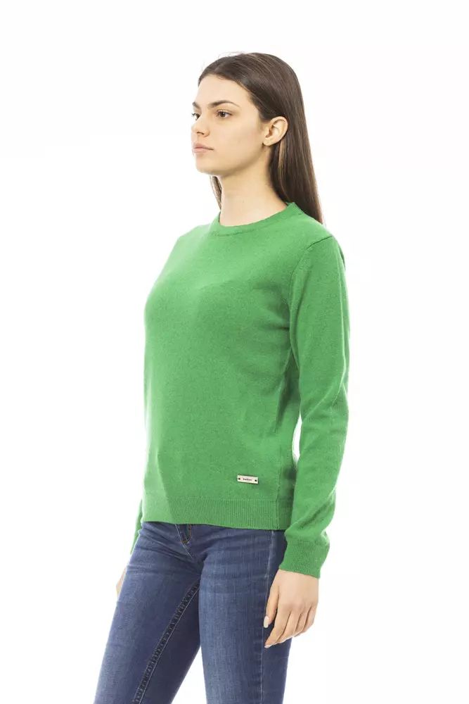 Baldinini Trend Elegant Green Wool-Cashmere Crewneck Sweater