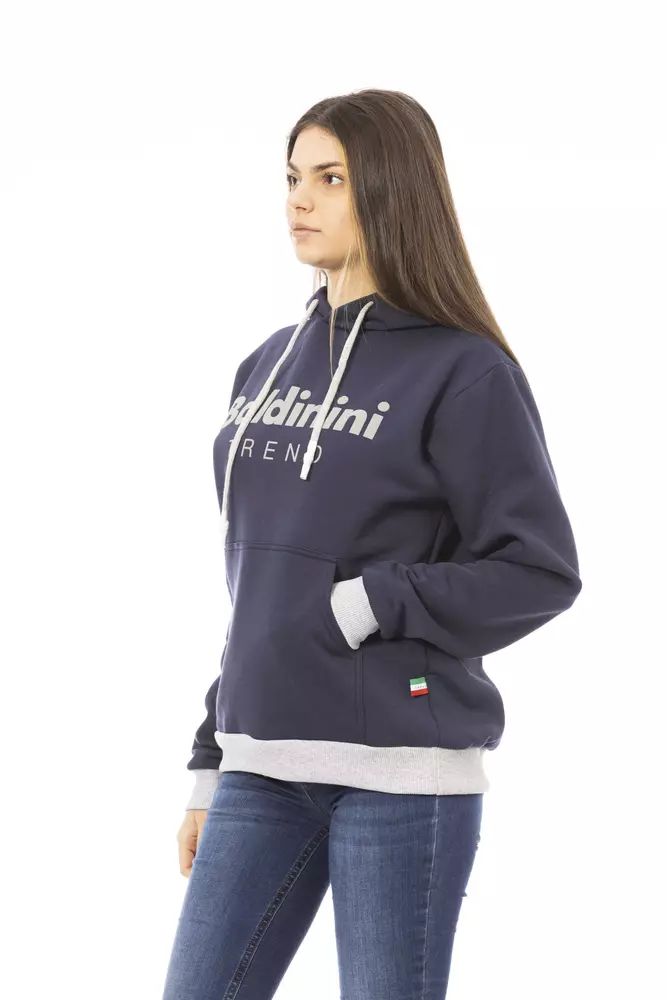 Baldinini Trend Chic Blue Cotton Hoodie with Front Logo