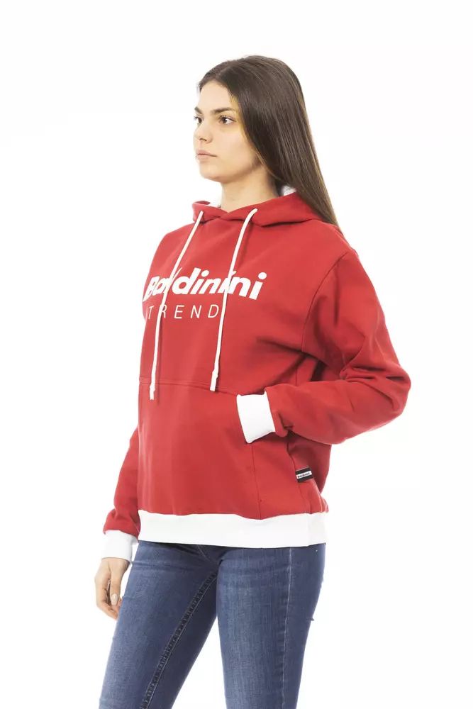 Baldinini Trend Chic Red Cotton Hoodie with Front Logo