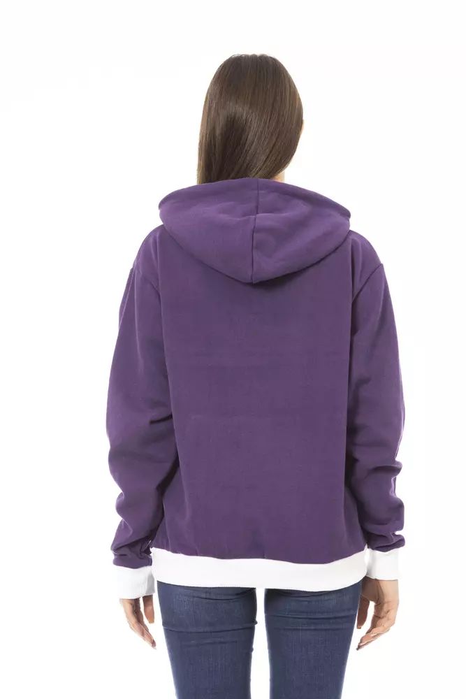 Baldinini Trend Purple Cotton Fleece Hoodie with Logo