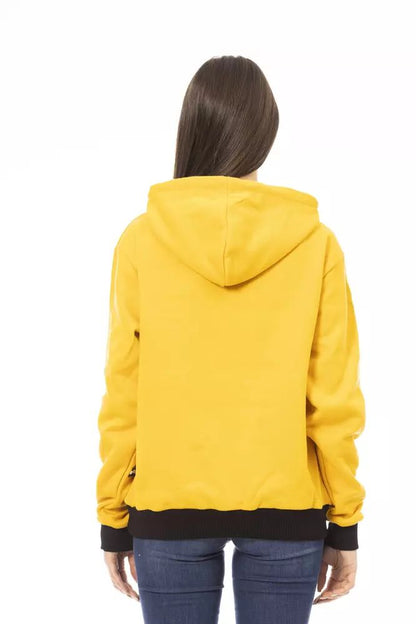 Baldinini Trend Chic Yellow Cotton Fleece Hoodie with Maxi Pocket