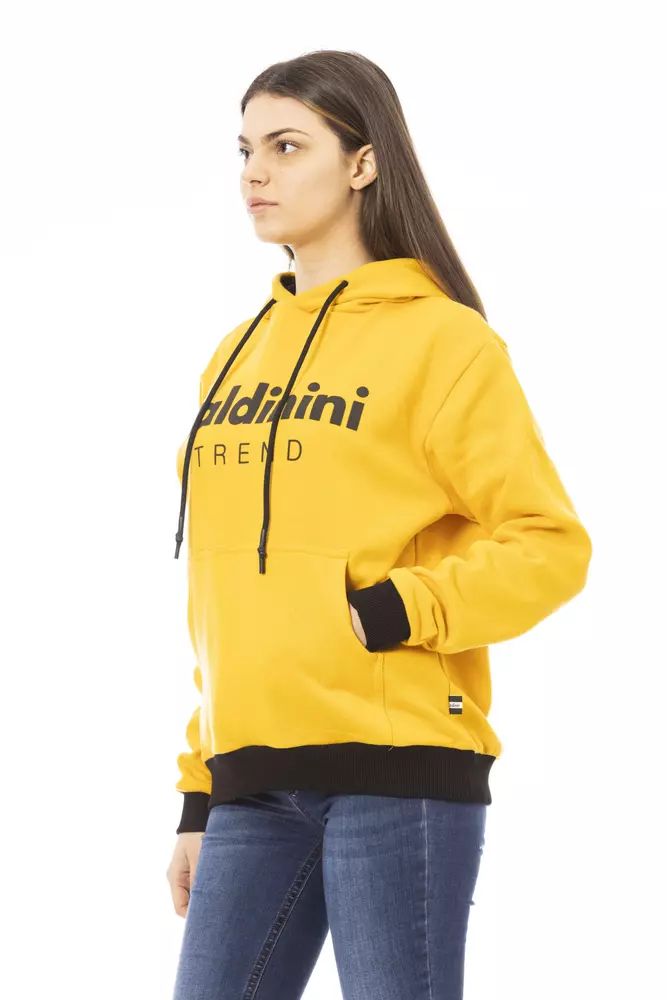 Baldinini Trend Chic Yellow Cotton Fleece Hoodie with Maxi Pocket