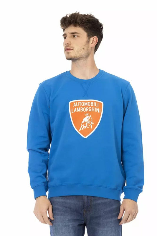 Automobili Lamborghini Cerulean Crewneck with Maxi Logo Print