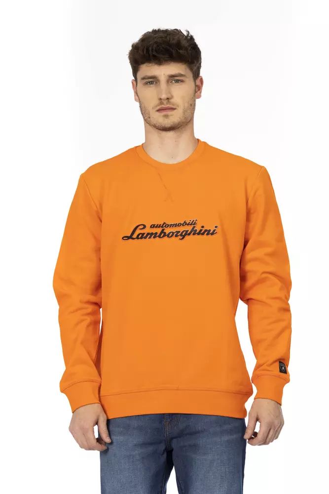 Automobili Lamborghini Sleek Orange Crewneck Sweatshirt with Sleeve Logo