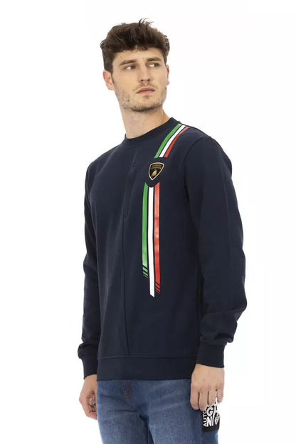 Automobili Lamborghini Sleek Shield Emblem Blue Crewneck Sweatshirt