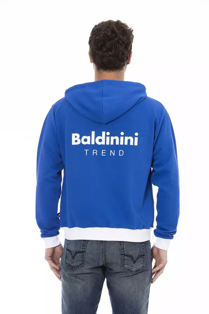 Baldinini Trend Elegant Blue Wool Hoodie with Rear Logo