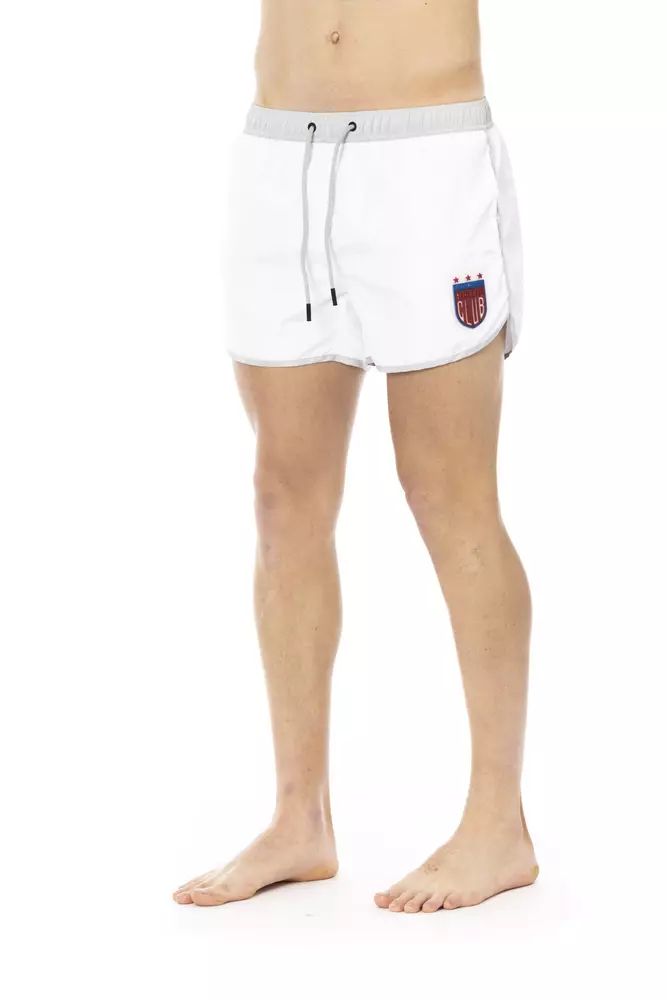 Bikkembergs Elegant White Swim Shorts with Unique Front Print