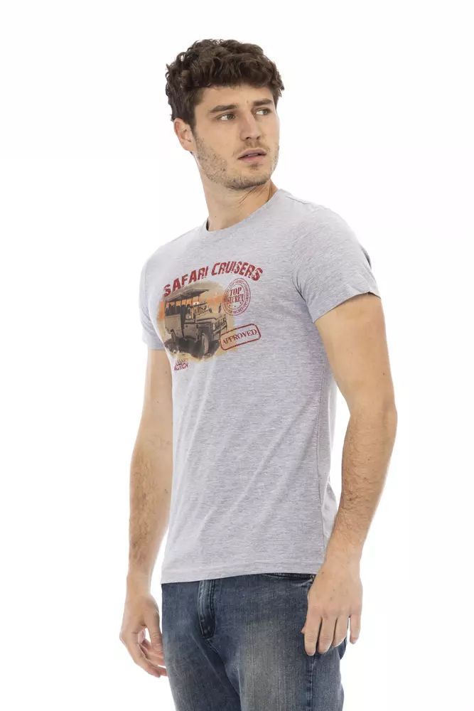 Trussardi Action Chic Gray Short Sleeve Round Neck Tee