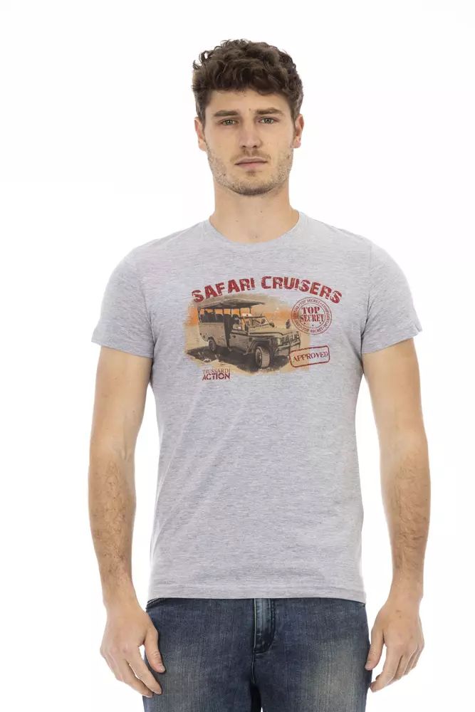 Trussardi Action Chic Gray Short Sleeve Round Neck Tee