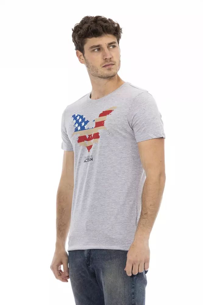 Trussardi Action Sophisticated Gray Tee with Elegant Front Print