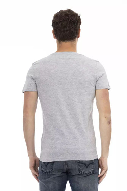 Trussardi Action Sophisticated Gray Tee with Elegant Front Print