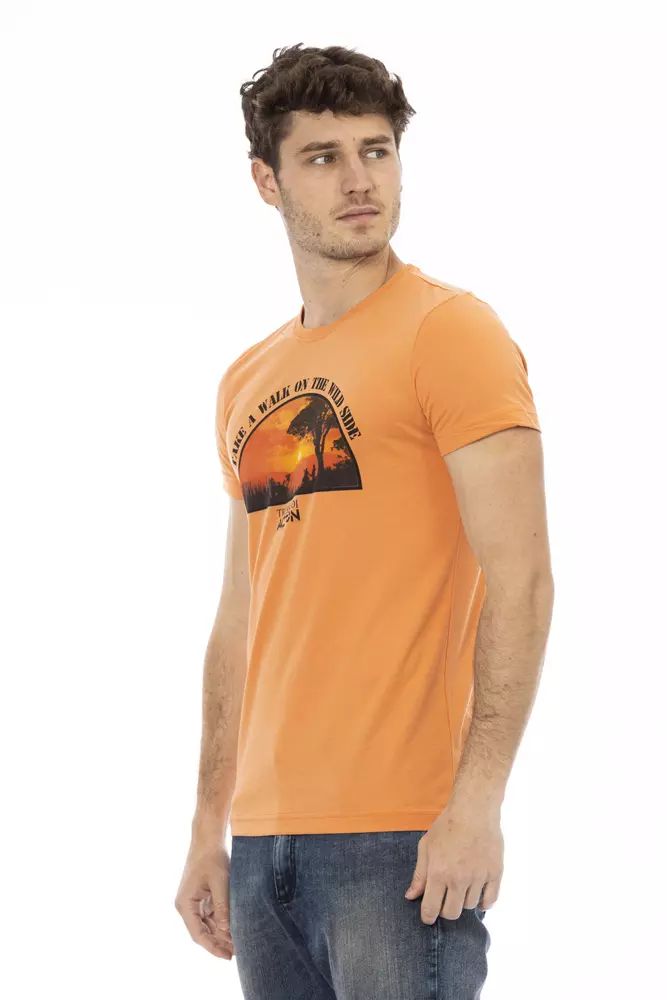 Trussardi Action Chic Orange Printed Short Sleeve Tee