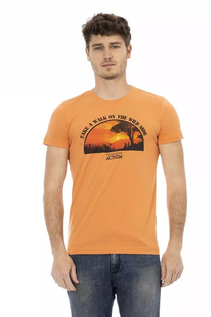 Trussardi Action Chic Orange Printed Short Sleeve Tee