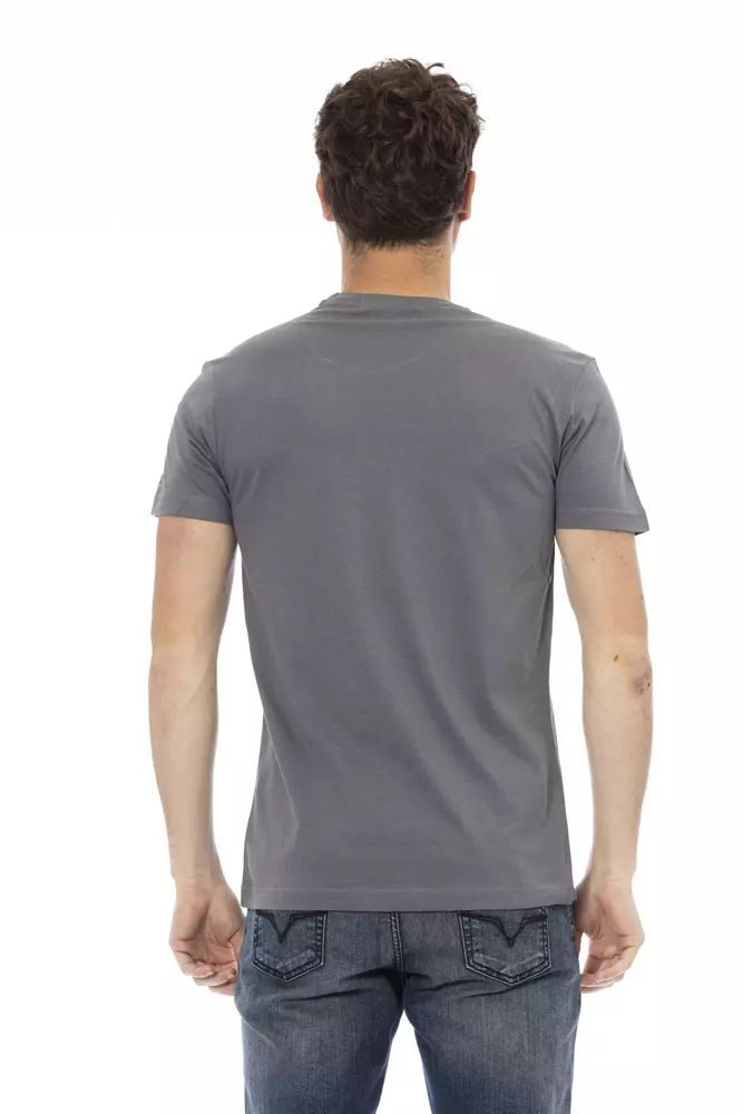 Trussardi Action Chic Gray Short Sleeve Round Neck Tee